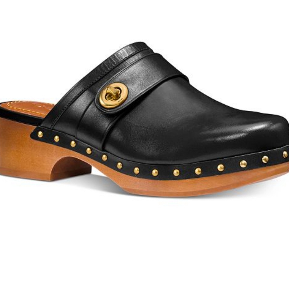 Coach Clogs Black size 8 woodgrain sole Casual
